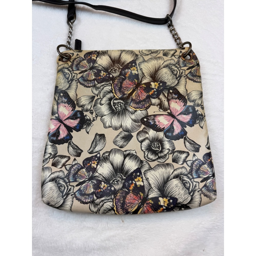 Koltov Women Floral Butterfly Print Crossbody Bag Black Cream Pink Whimsigoth - Picture 2 of 9